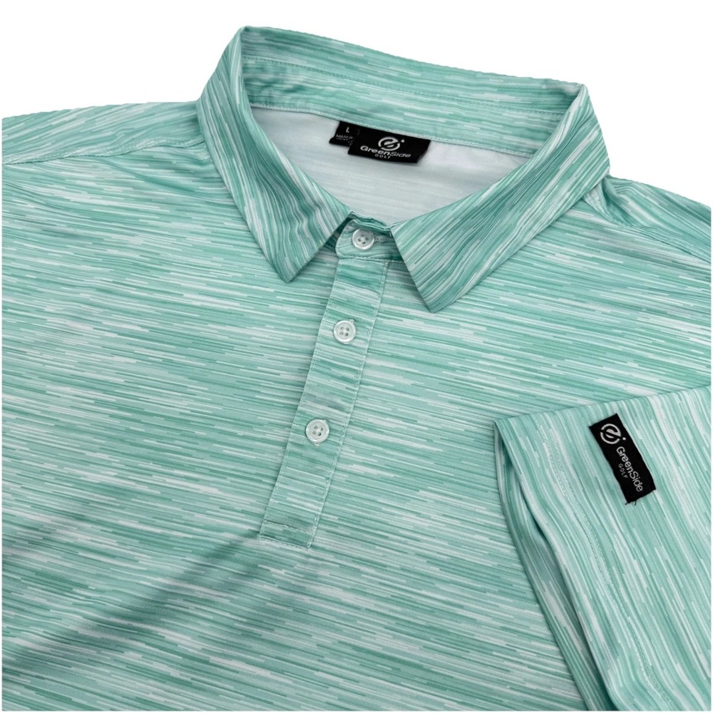 GreenSide Golf Polo Shirt Mens Large Mint Green Space Dye Performance Stretch